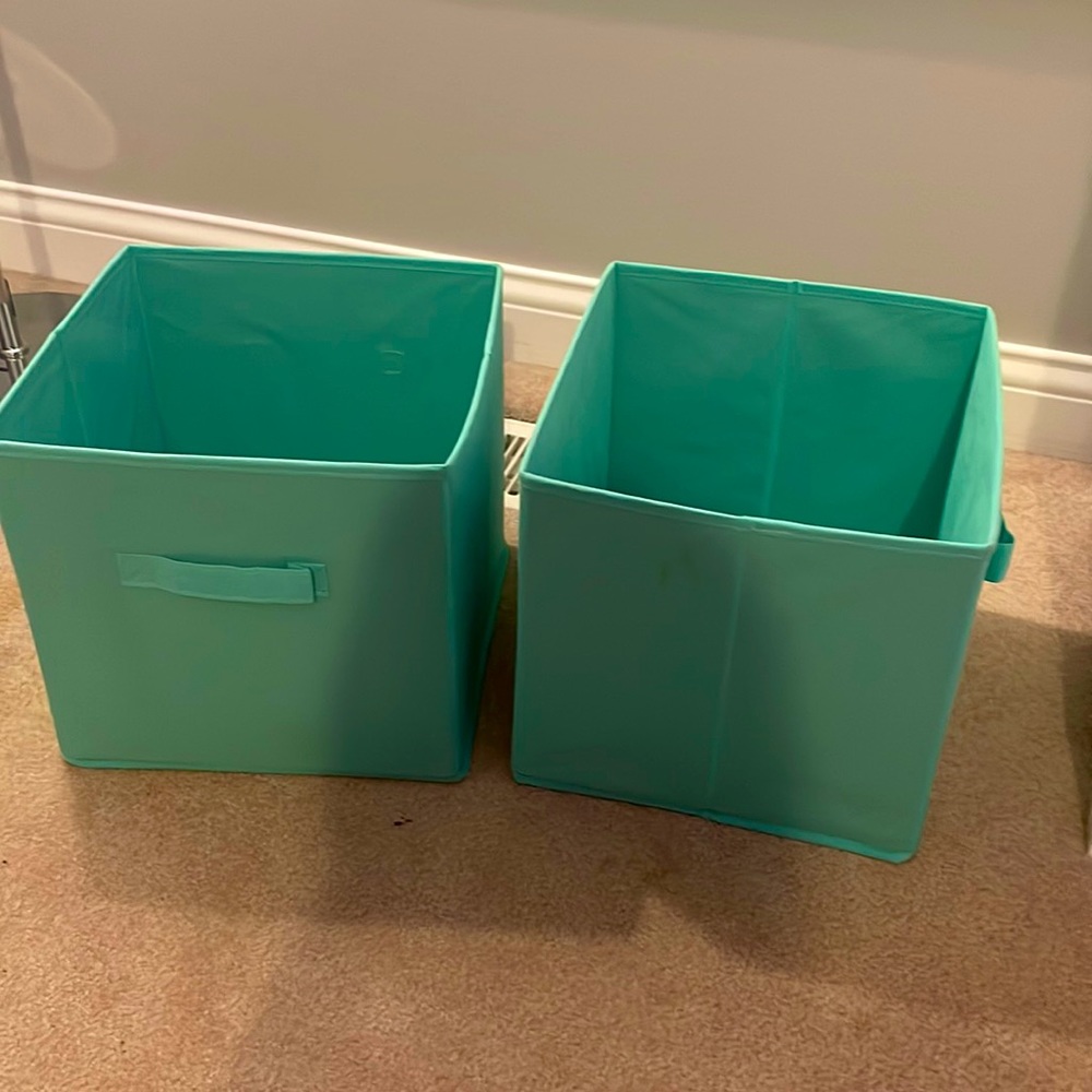2 pc Foldable turquoise green bins